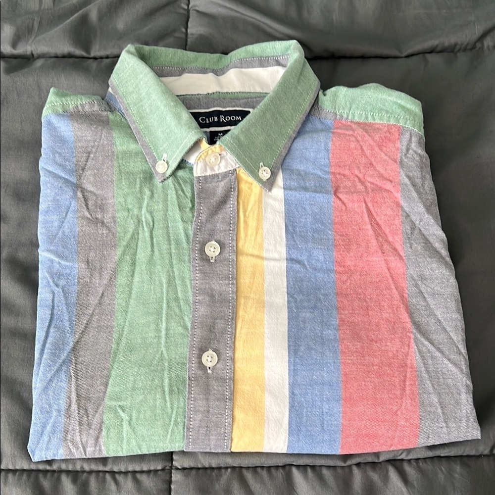 Club Room Wide Stripe Button Down Shirt Size Medium